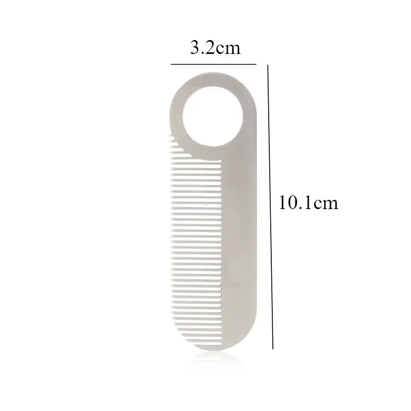 Stainless Steel Men's Beard Comb Portable Mini Oil Head Comb for Barber Mustache Care Shaping Tools Pocket Size Silver Hair Comb