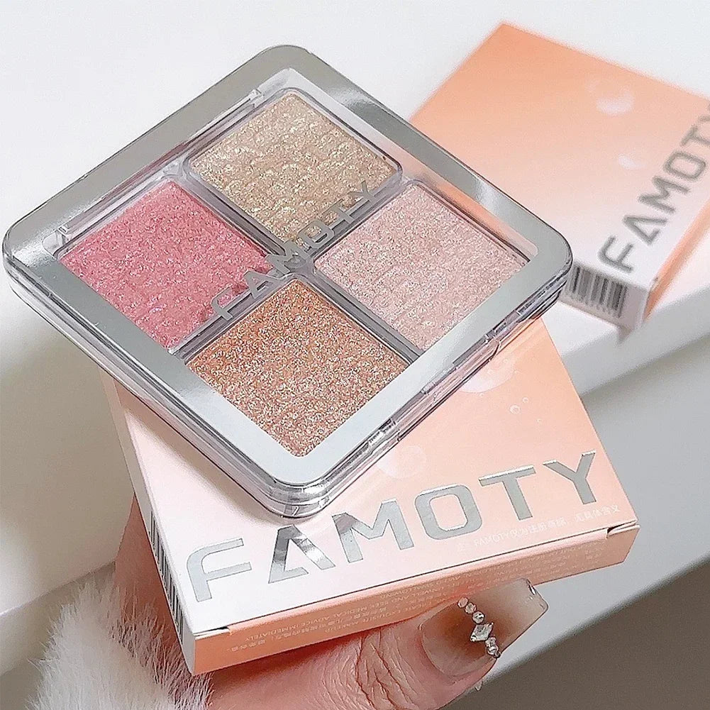 4 Color Face Highlighter Palette Illuminator Palette Natural Glow Waterproof Glitter Shimmer Baked Powder Highlighter Makeup
