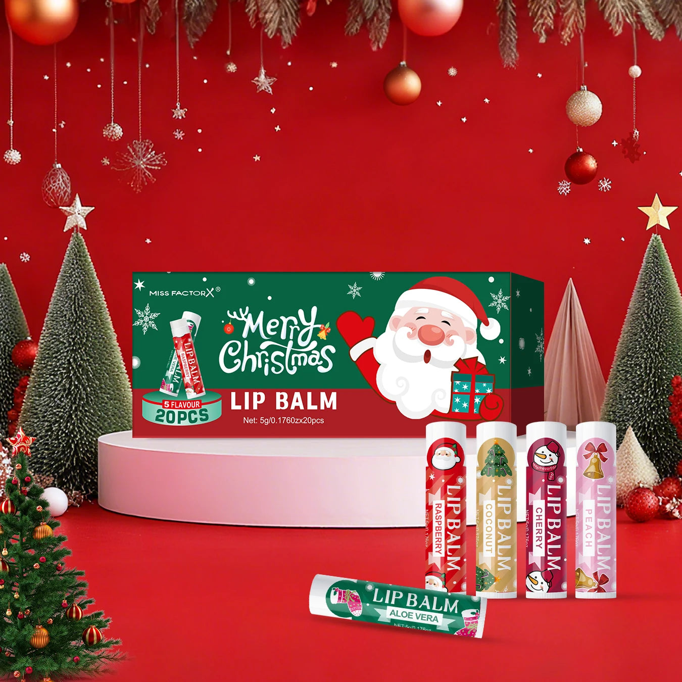 20 pieces/box Christmas lipstick Set Christmas Socks Filler Christmas Gift Long lasting Moisturizing Gloss Non greasy -5 flavors