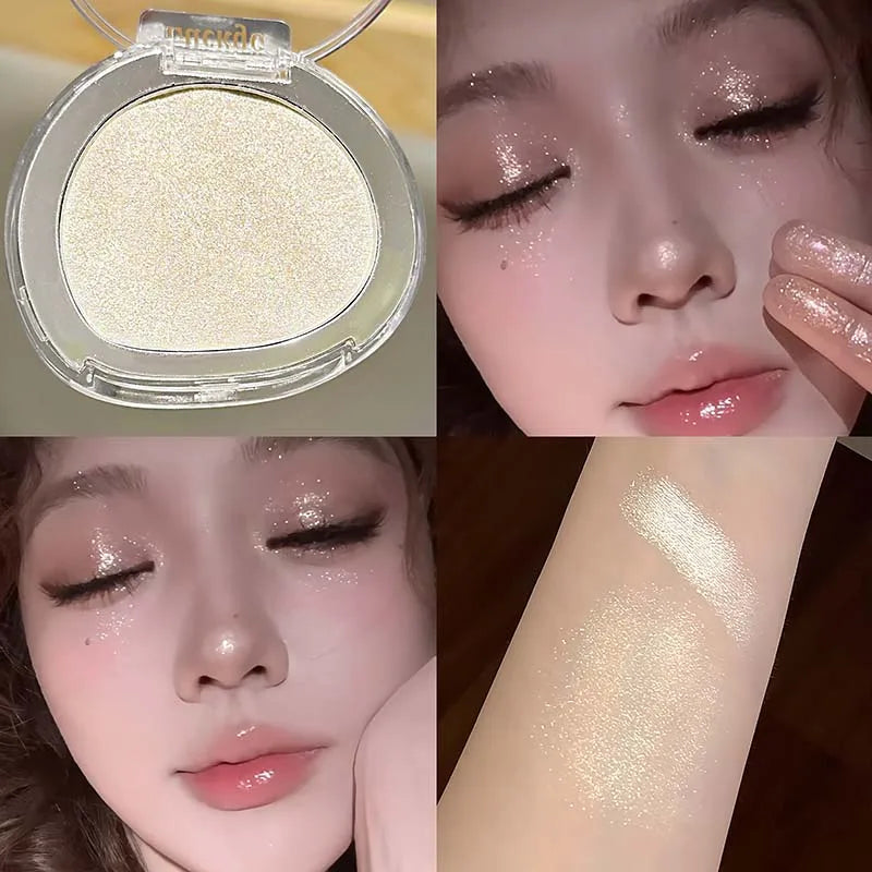 Shimmer Glitter Powder Highlighter Palette Shiny Diamond White Eyeshadow Highlight Makeup Face and Body Brighten Natural Contour