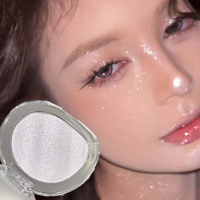 Shimmer Glitter Powder Highlighter Palette Shiny Diamond White Eyeshadow Highlight Makeup Face and Body Brighten Natural Contour