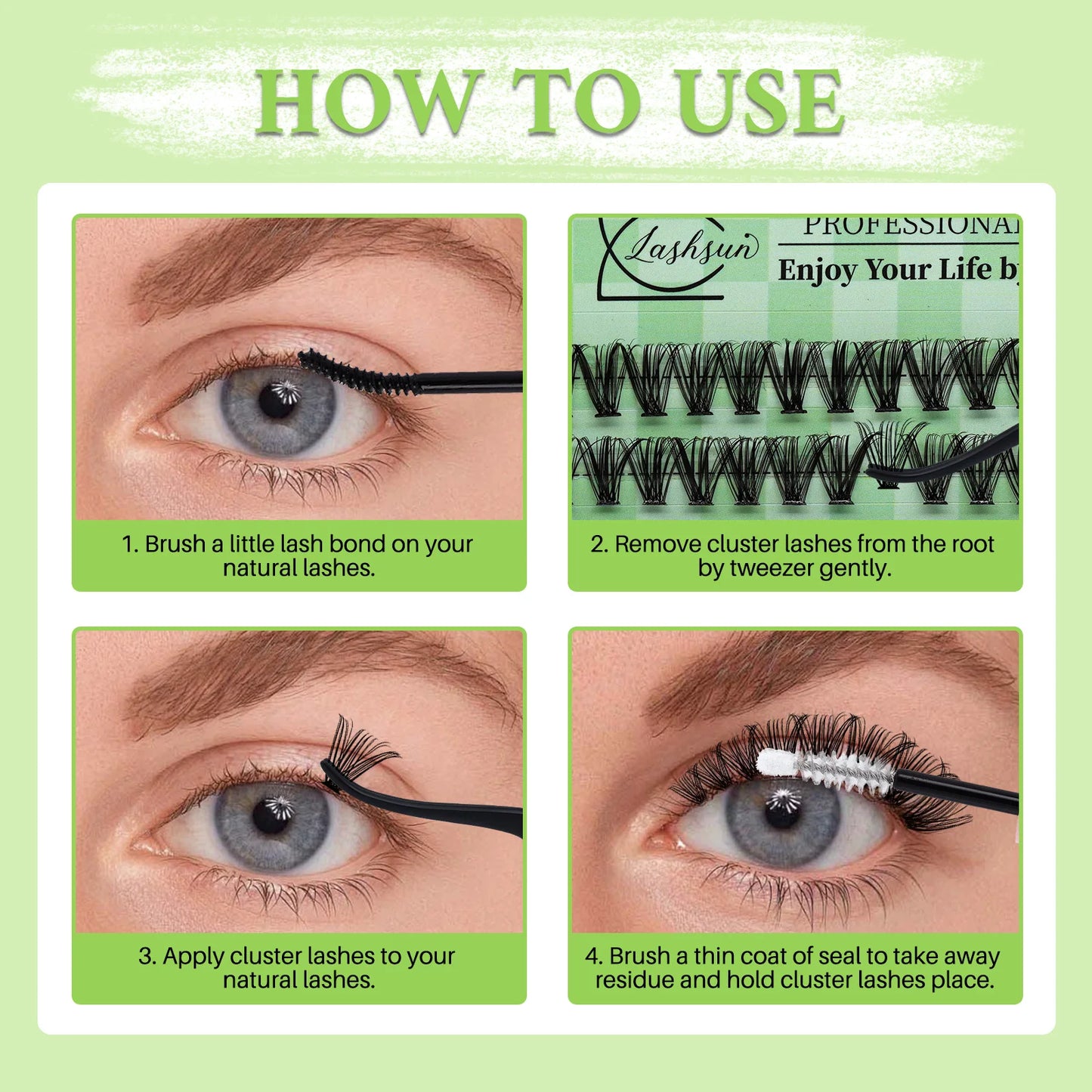 LASHSUN Lash Clusters book DIY Eyelash Extensions Clusters Lashes book D Curl LASH Mega Volume Individual Lashes Eyelash Cluster