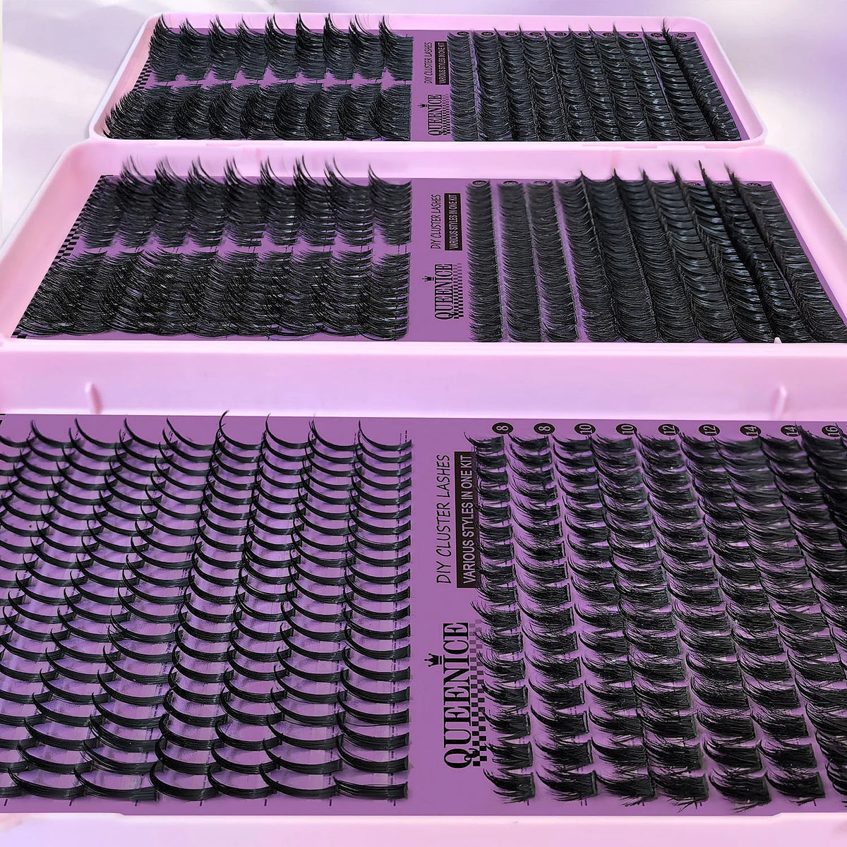 DIY Cluster Lashes 3‑Fold Eyelash Book Large Capacity 6 Styles Mixed Individual Lashes 8‑16mm Spiky Manga Cat Eye Lash Extension