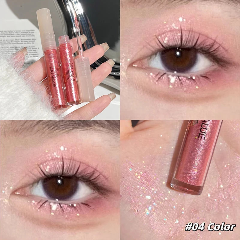 Liquid Eyeshadow Set Waterproof Long Lasting Pearlescent Shimmer Pearl Sparkle Glitter Eye Shadow Silkworm Korean Cosmetics