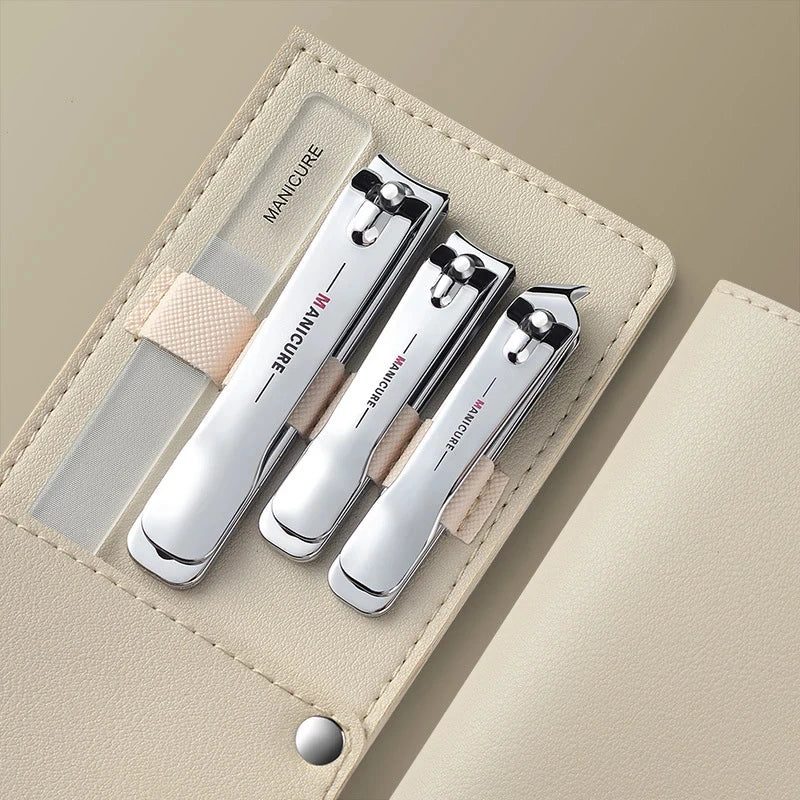 4/10PCS New Nail Clippers set 4 with Rotating Leather Bag Professional Trimmer Pedicure Care Tools Manicure Set Home Care Gift