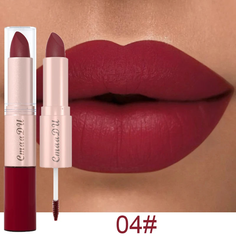 1/3Pcs Double Head Matte Lipstick Sexy Red Lip Gloss Set 2 in 1 Matte Lip Stick Non-stick Cup Lasting Waterproof Makeup Beauty