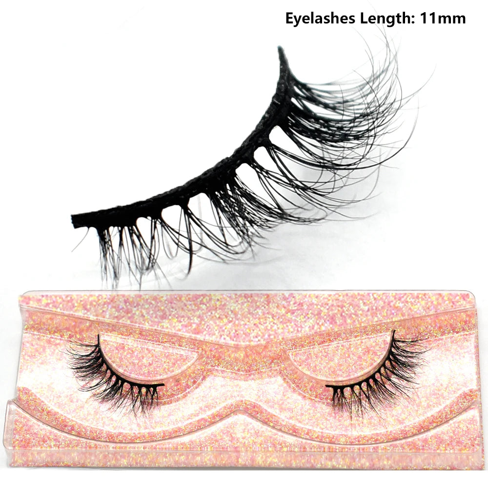 Half Eye Lashes Natural 3D Mink Short False Eyelashes Fluffy Wispy Cross Strip Fake Lashes Soft Half Eyelashes Extension Makeup