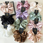 Satin Silk Like Hair Scrunchies Black Big Hair Ties For Girl Scrunchie Solid Color Hair Accessories Scrunch Headbands For Women