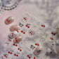 Pink Pudding Cherry Bowknot Heart shaped Star Claw Print Sweet Self Adhesive 5D Nail Art Decoration Sticker Manicure Decal DIY