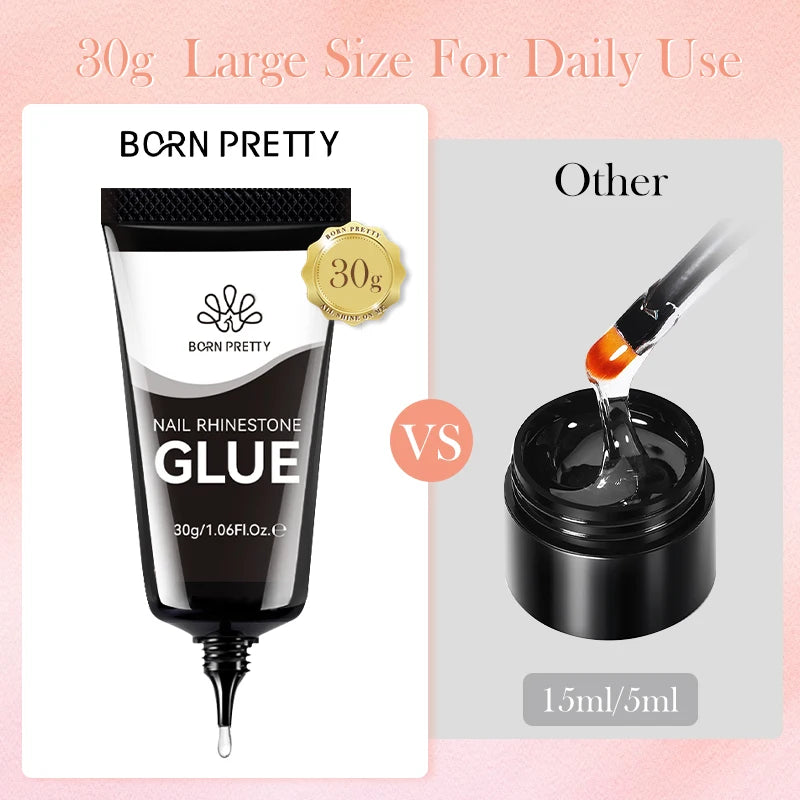 BORN PRETTY 30ml Rhinestones Glue Nail Gel Poloish For Manicure Transparent Nail Art Sticky Gel Strong Jewelry Decorations