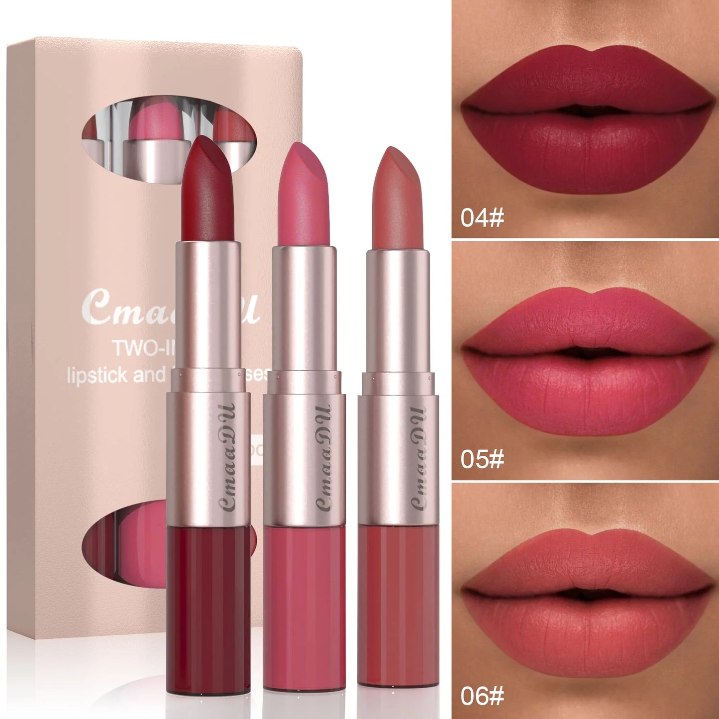 1/3Pcs Double Head Matte Lipstick Sexy Red Lip Gloss Set 2 in 1 Matte Lip Stick Non-stick Cup Lasting Waterproof Makeup Beauty