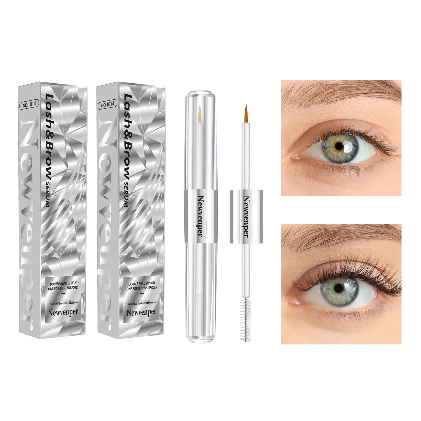 2 Pcs Eyelash Essence with Double Brush Design Nourishing Eyelash Eyebrow Enhancer Serum for Beautiful, Healthier Lashes and Brows