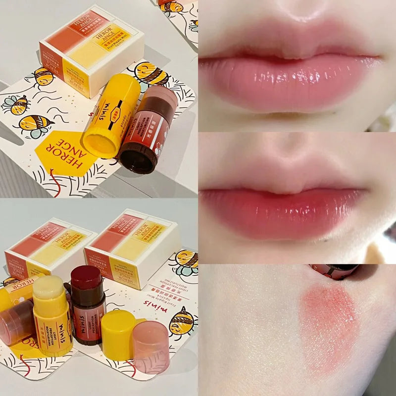Honey Fruit Mini Lip Balm Moisturizing Nourishing Anti-wrinkle Lip Care Mask Anti-cracking Smooth Lips Sleep Fine Lines Lip Balm