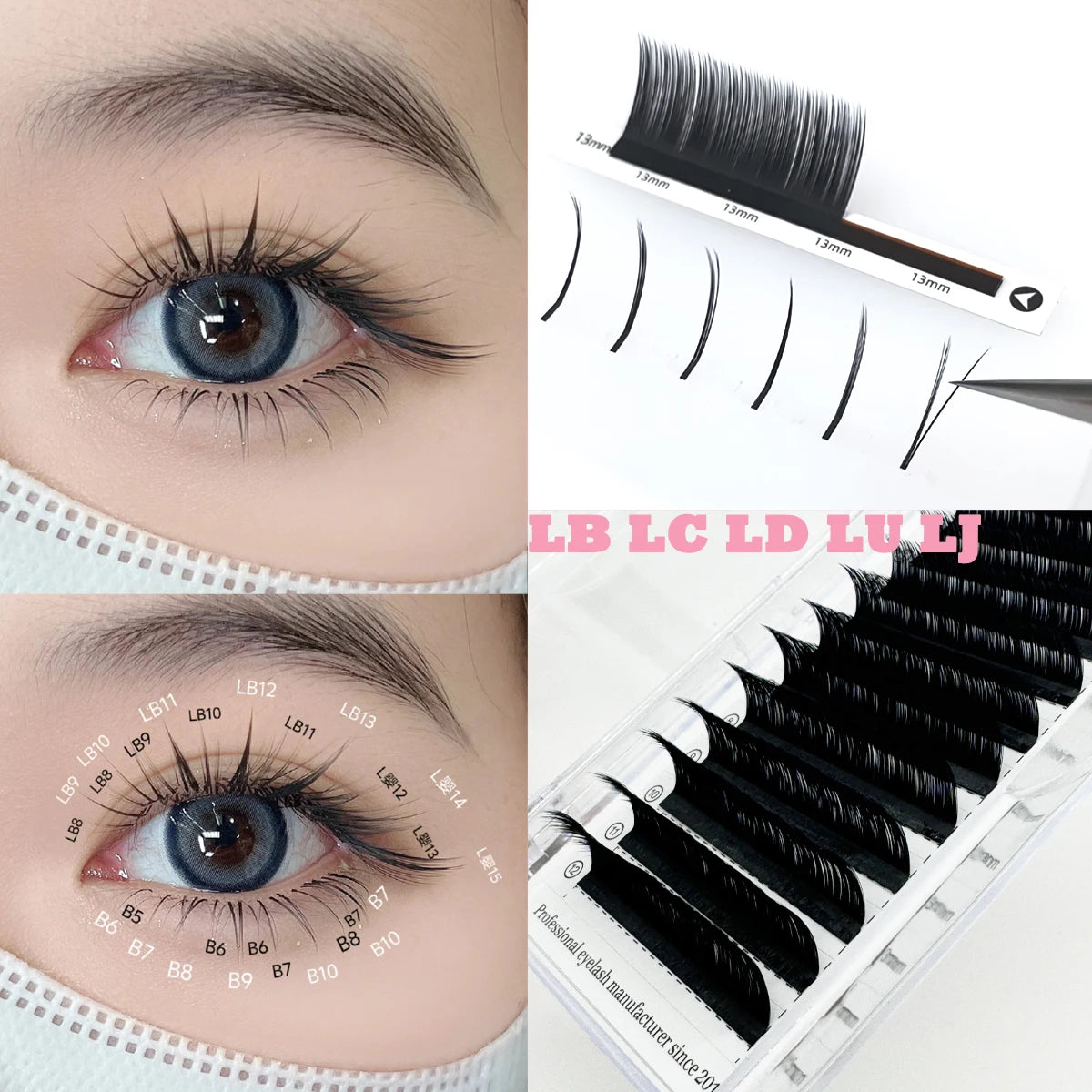 Camellia False Eyelashes 0.05 0.07 LJ LC LB curl Eyelash Extensions Soft False Eyelashes Upgrade Premium Individual Lashes