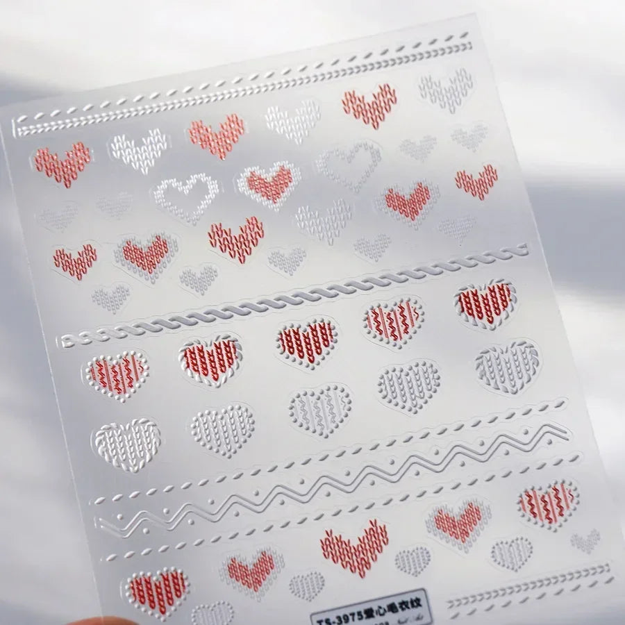 Cat's Eye 5D Gradient European Love Heart Gem Wing Crystal Geometric Colorful Self Adhesive Nail Art Stickers Manicure Decals