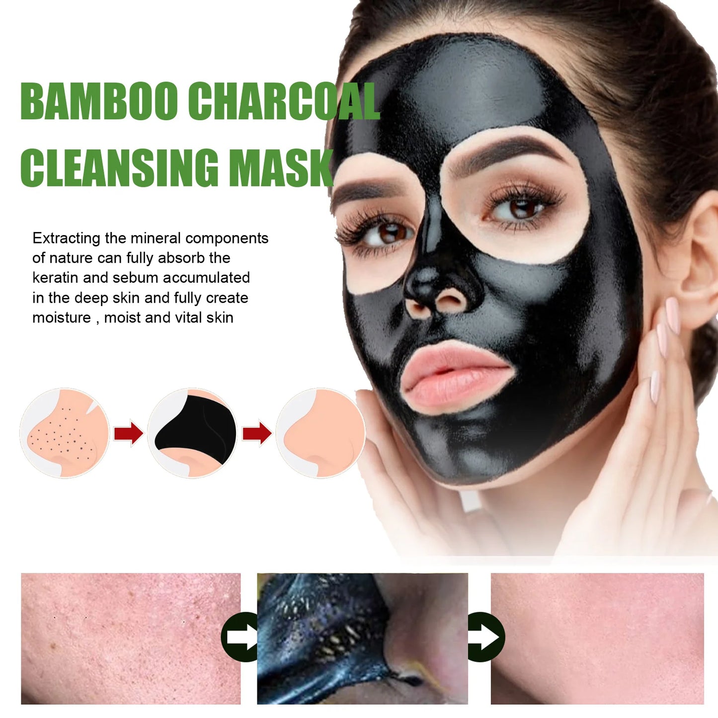 Bamboo Charcoal Cleansing Mask Blackhead Acne Mud Mask Skin Care Removal Shrink Pores Exfoliating Smooth Face Skin Oil Control