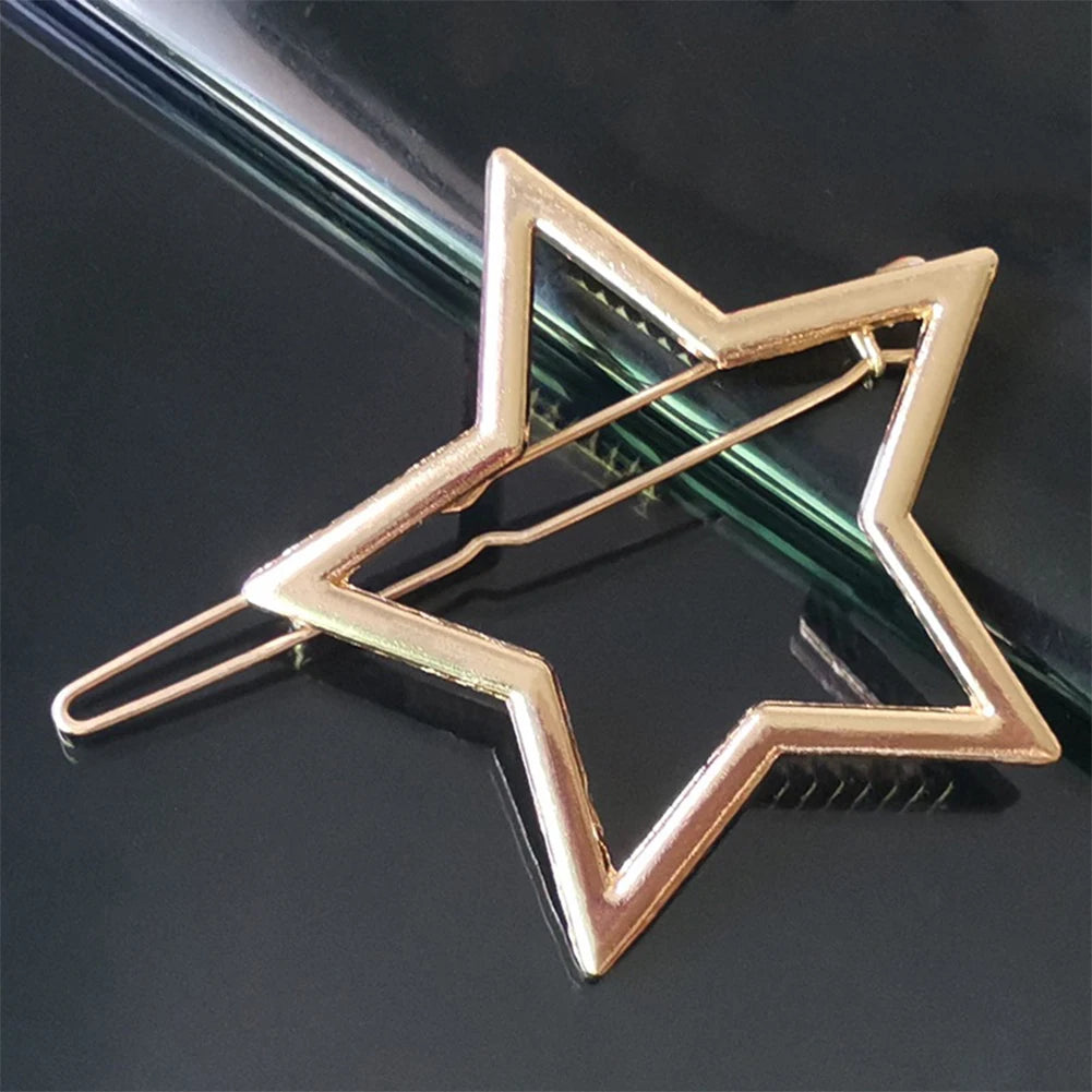 Triangle Moon Hairpin Fashion Women Metal Frog Clip Word Clip Elegant Star Round Barrette Alloy for Ladies Hair Accessories