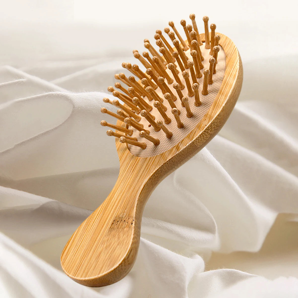 Natural Bamboo Hair Brush with Air Cushion - Scalp Massage, Anti-static Detangling Comb for Daily Hair Care & Styling