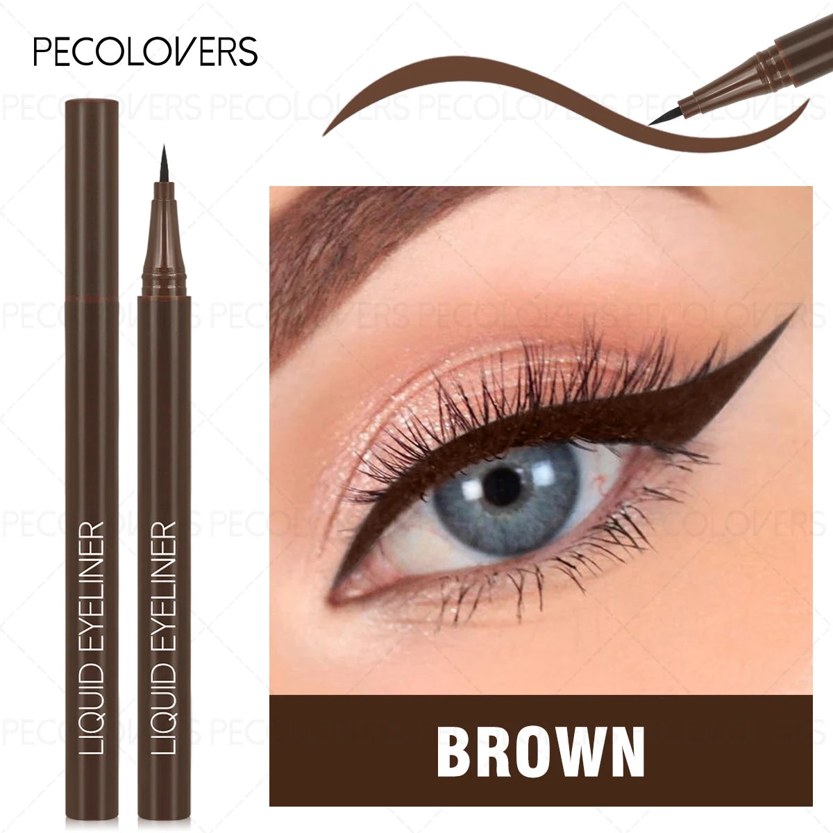 High Pigmented Rendering Liquid Eyeliner, Long-Lasting Waterproof Smudge-Proof, Black Brown Glide Eyeliner Pen, For All Types