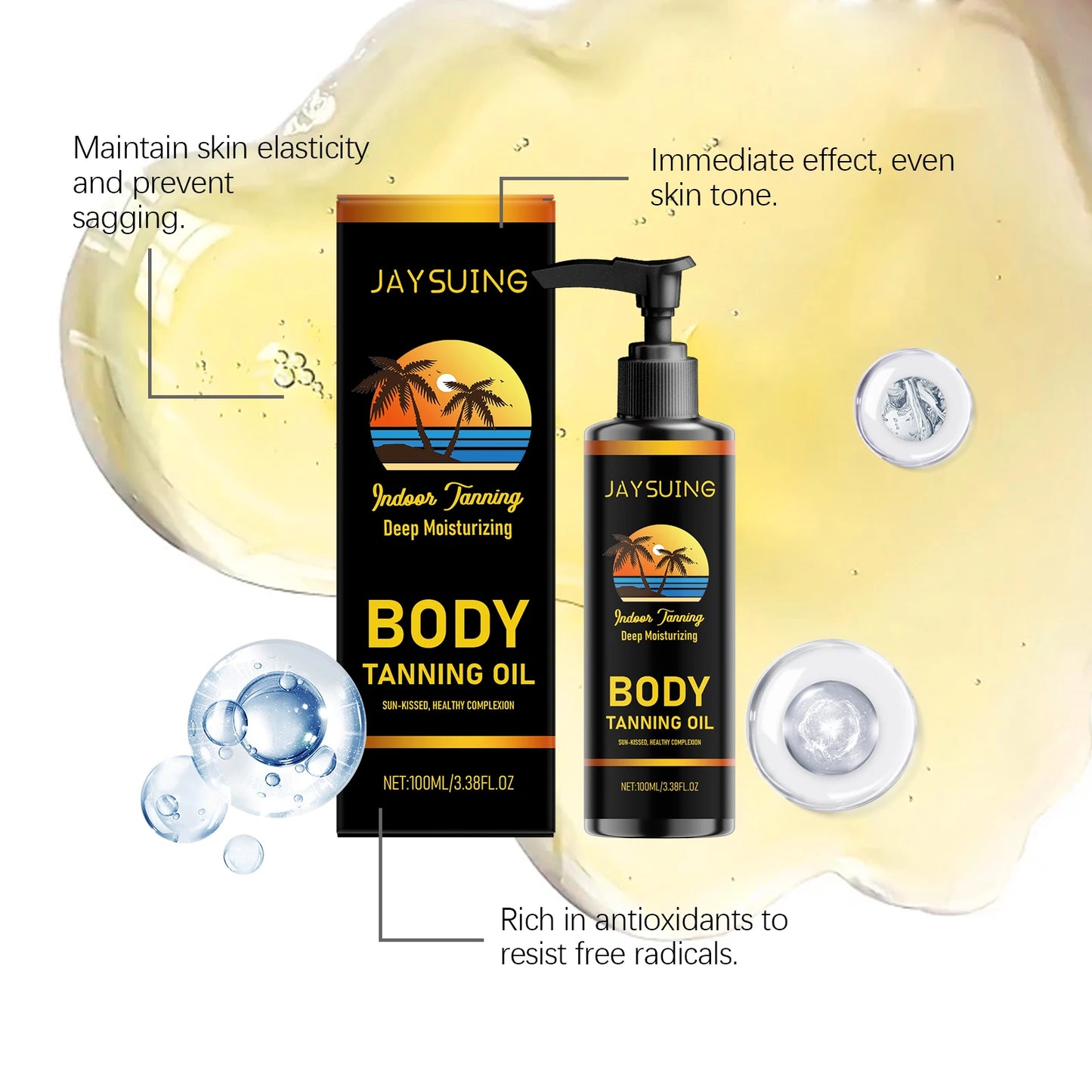 Jaysuing Body Tanning Oil Natural Glow Skin Color Tan Accelerate Outdoor Moisturizing Body Bronzing Drop Unisex Beauty Skin Care