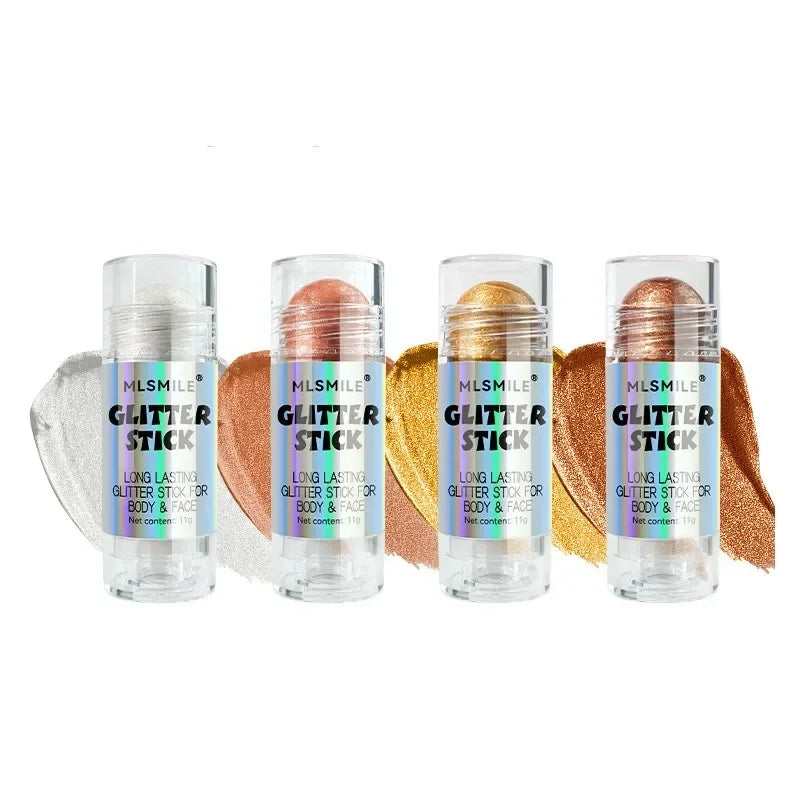 3D Highlighter Bar Shimmer Glitter Stick Long-Lasting Face Contour Bronzer Cream Body Makeup Brightening Cosmetic Stick co:02