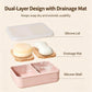Portable Travel Soap Dish with Lid, Dual Compartment Silicone Drain Soap Box, Double Layer Waterproof Soap Holder with Drain Mat