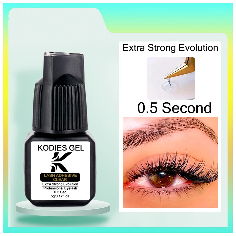 KODIES GEL Extra Strong Eyelash Glue Extension Supplies 5g 0.5 Second Dry Lash Glue for False Eyelash Waterproof Adhesive Lift