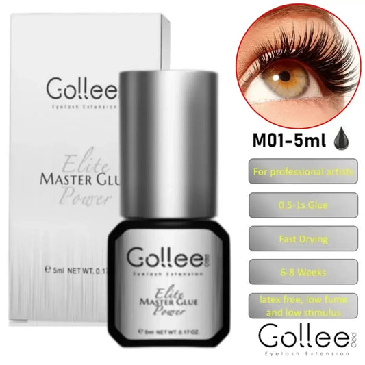 Gollee 0.5S Glue for Eyelashes Extra Strong Glue 50-60days Black Eyelash Glue Lash Extension Supplies Adhesive for Eyelash