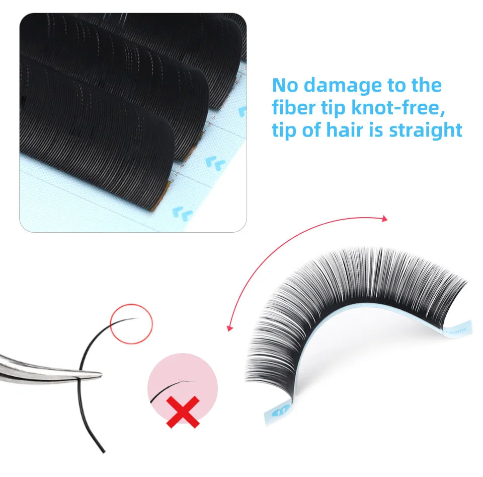 AGUUD 16 Rows Eyelash Extensions Individual 5-25mm Faux Mink Russian Volume Makeup Lashes Black Cashmere Eyelashes For Extension