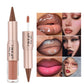 Brown Matte Lip Liner Lipstick Pencil Outlines Lip Contours 2-in-1 Mirror Glass Nude Brown Lip Gloss Makeup Waterproof Non Stick