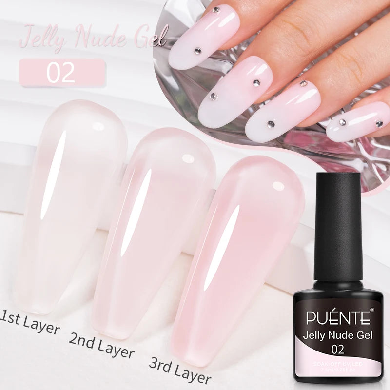 PUENTE Pearl Color Builder Nail Gel Polish Hema Free Shell Thread Glitter Nail Extension Semi-Permanent Construction Gel Varnish