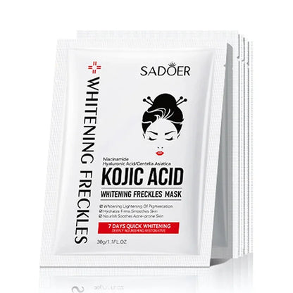 5pcs SADOER Kojic Acid Face Mask Moisturizing Brightening Hydrating Facial Masks Face Sheet Masks Beauty Face Skin Care Products