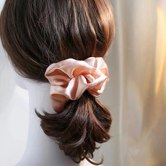 100% Pure Mulberry Silk Large Scrunchies Elastics Bands Hair Ties Gum Ropes Ponytail Holders Hair Accessories for Women Girls