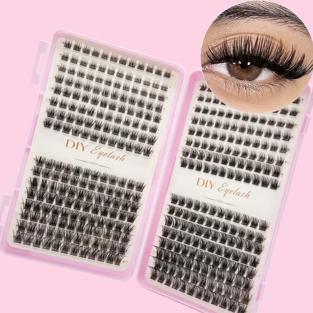 384 Bundles of False Eyelashes - with a 0.07 mm Curling Degree, a Naturally Slender Mixed Length (9 - 16 mm) - an Easy-to-Use Cu