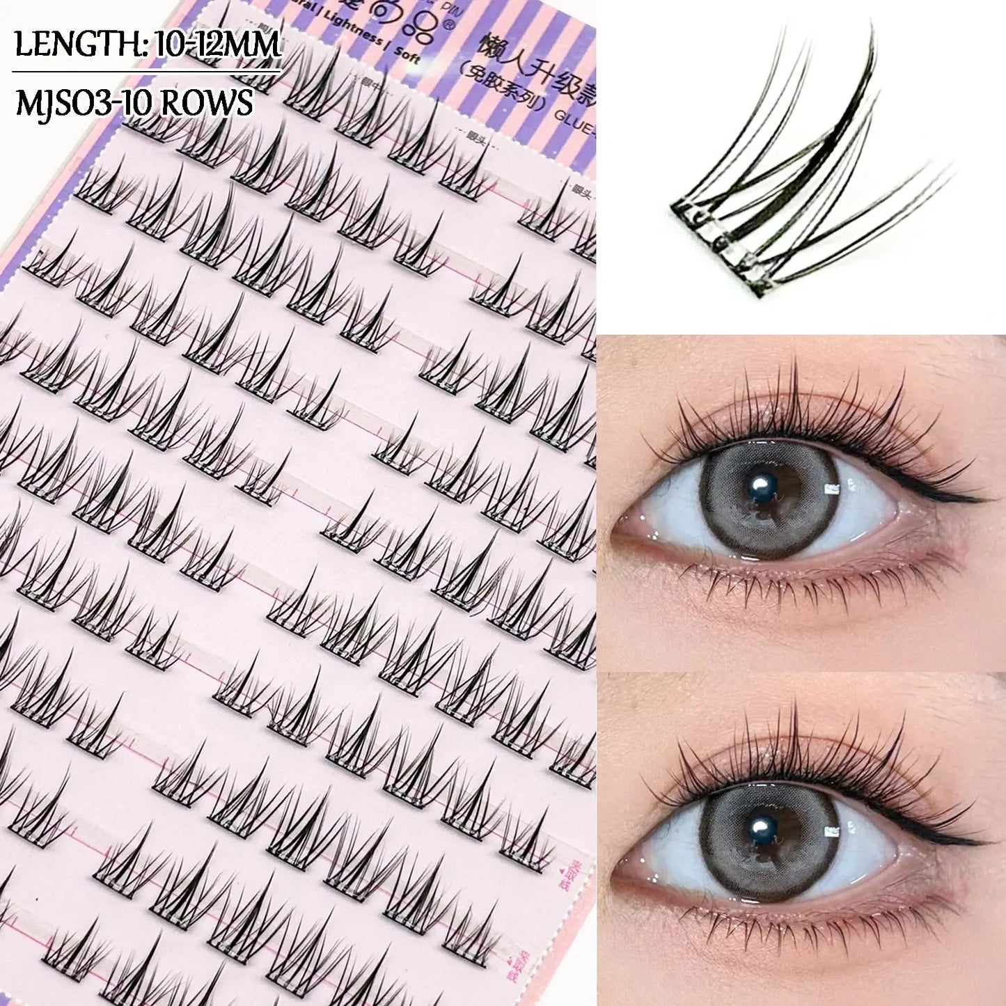 Noglue Eyelashes Natural False Eyelashes DIY Lashe Clusters Glue Strands Eye Lashes  Adhesive Eyelash Artificial Eyelashes