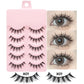 DINGSEN 5 Pairs Manga Lashes Eyes Lashes Soft Natural Long Eyelashes Fake Lashes Anime Wispy Strip False Eyelashes Makeup