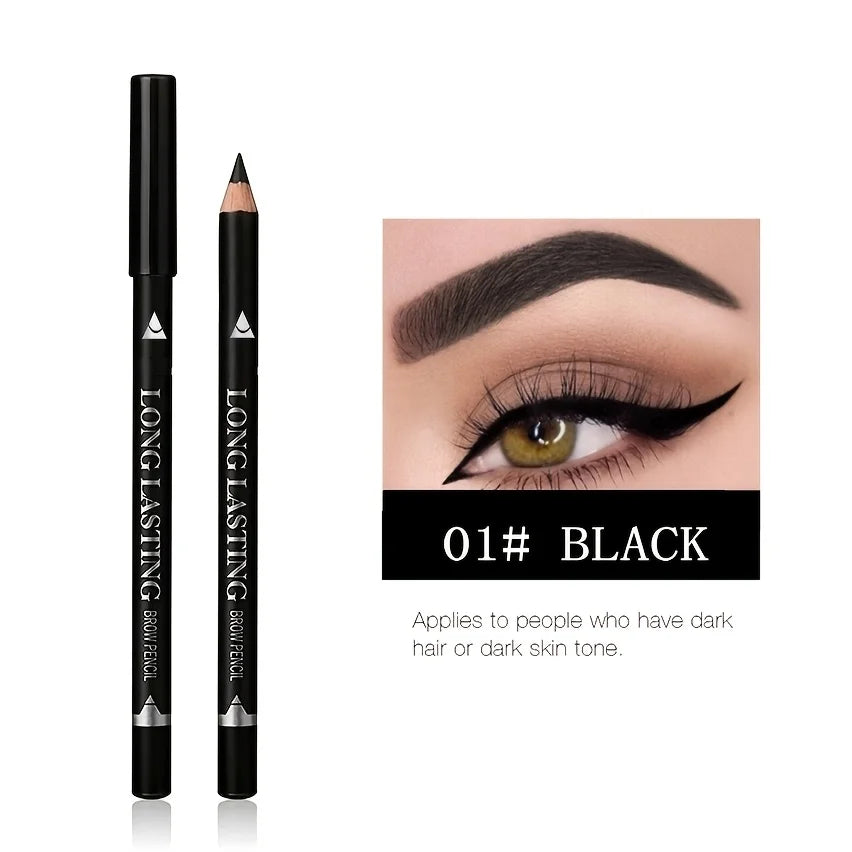 2-in-1 Wooden Handle Waterproof Eyeliner & Eyebrow Pencil, Sweatproof Makeup Pen for All Skin Types, Multi-Use Cosmetic Tool