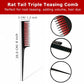 2pcs Hair Styling Comb Set Triple Teasing Rat Tail Combs Detangling Comb Professional Barber Haircut Brush Hairdress Supplies