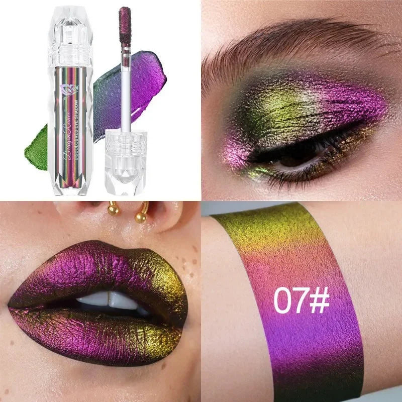 Metallic Discoloured Eye Shadow Purple Green Glitter Eyeshadow Makeup Chameleon Eyeshadow Liquid Polarized Colorful Cosmetics