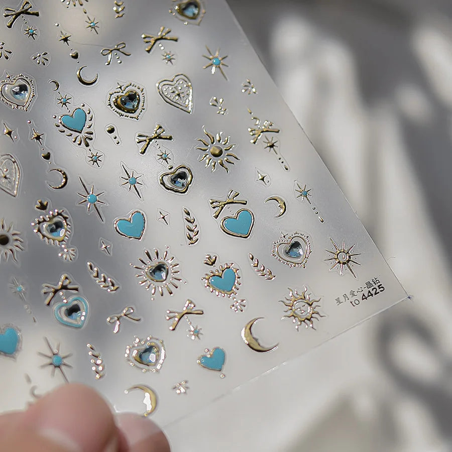 Golden Thread Butterfly Jelly Series Nail Art Stickers High Quality New Bronzing DIY Manicure Decal Decoration