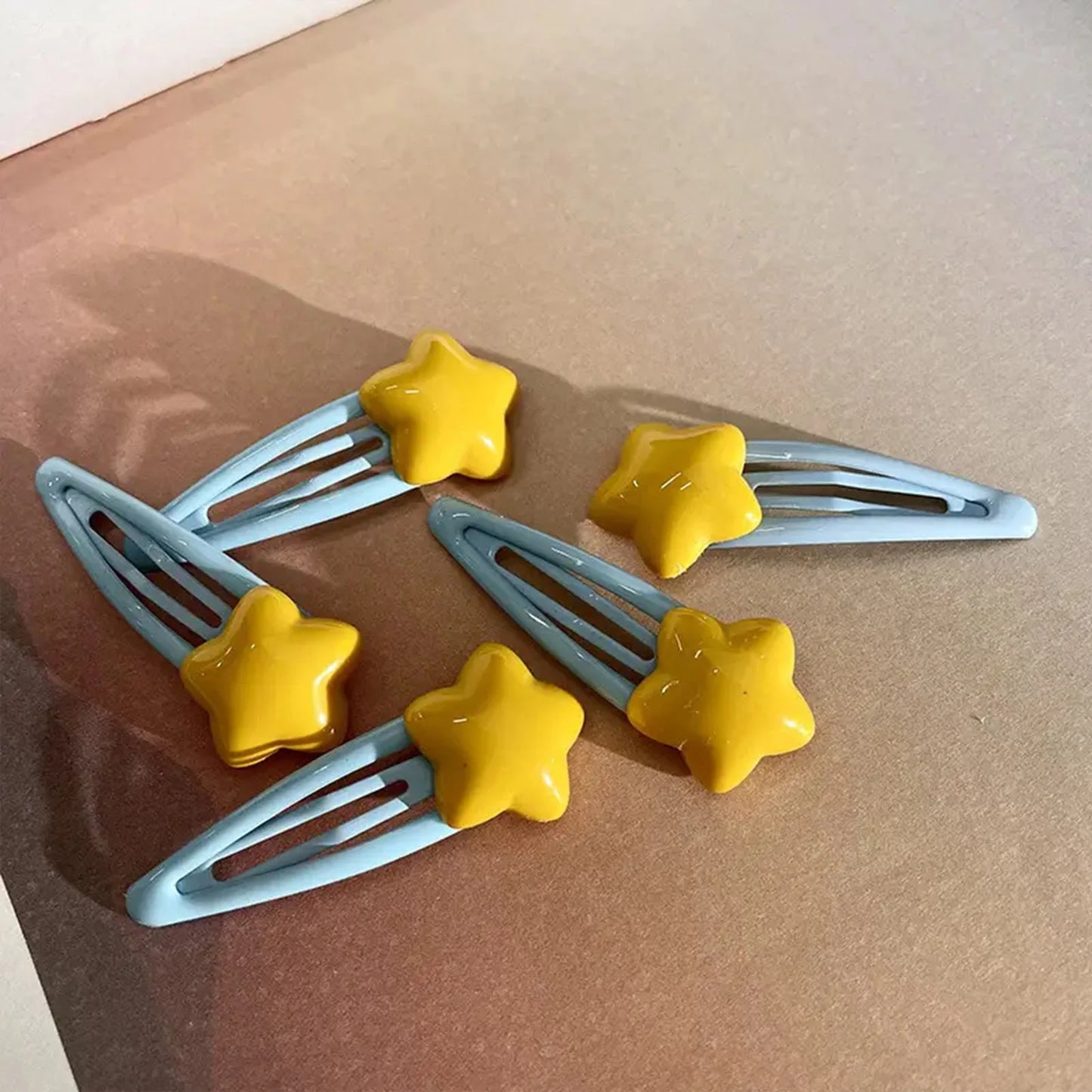 1/2/5 Pcs Y2K Hairpin Yellow Star Designs Bangs Side Clip Blue BB Barrettes Hair Snap Clips Summer Girls Hair Accessories