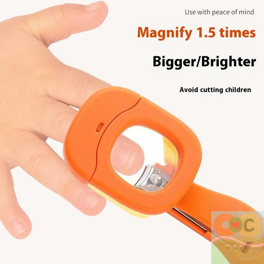 HUA Baby Elderly Nail Clippers With LED Light/Magnifying Glass Splashproof Nail Trimmer Fingernails Toenails Nail Scissors Care