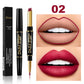 2 In 1 Matte Lipstick Pencil Double Head Lip Liner Pen Red Nude Long Lasting Waterproof Lady Charming Lip Pencil Makeup Tools