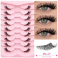 Veltrinay Natural Half Lashes Cat Eyelashes Soft Wispy with Clear Invisible Band Reusable Faux Mink Eyelashes Makeup