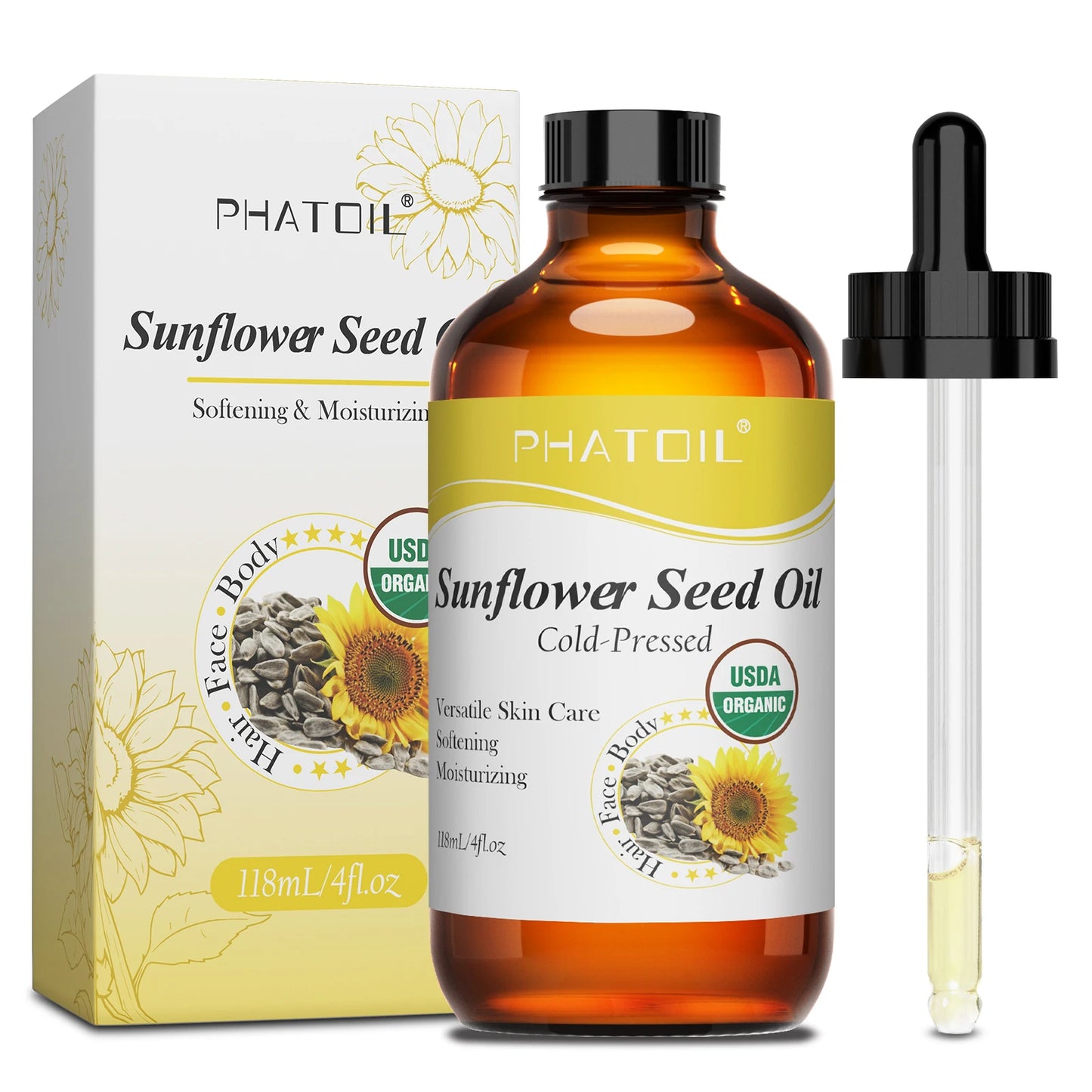 PHATOIL 236ml/118ml Organic Castor Oil,Cold Pressed Unrefined Essential Oil For Hair Care Eyelash & Nail Growth Moisturizes Skin