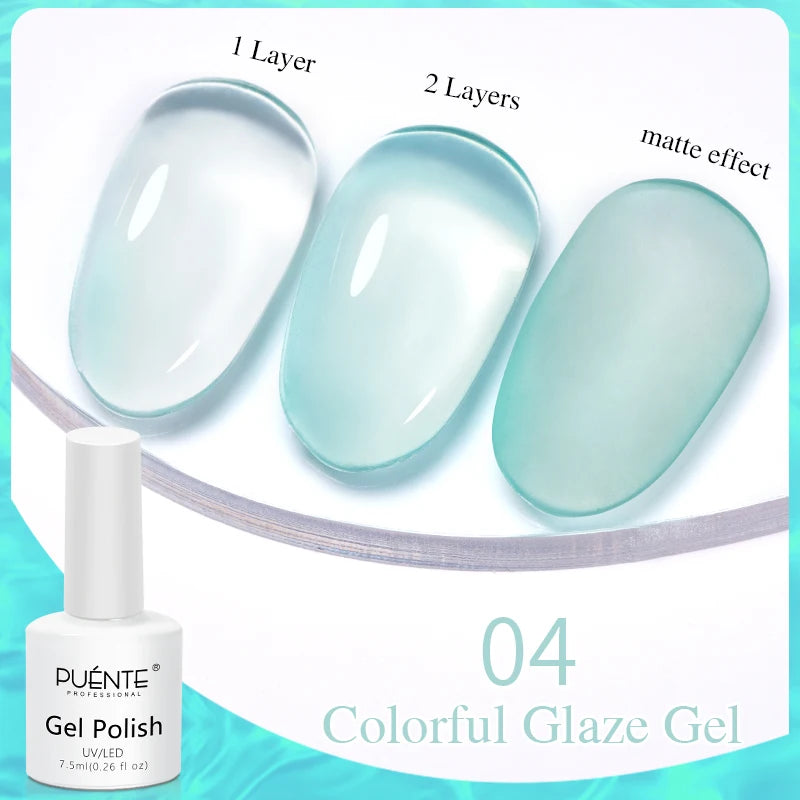 PUENTE Pearl Color Builder Nail Gel Polish Hema Free Shell Thread Glitter Nail Extension Semi-Permanent Construction Gel Varnish
