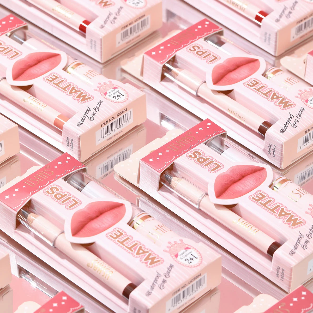 USHAS 2 In 1 Lipstick&Lip Liner Set, 18 Color Matte Nude Color Lipstick, Moisturizing and Long-Lasting, Perfect Lip Cosmetic
