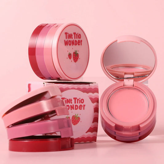 Waterproof 3 colors Blush Natural Matte Face Blusher Velvety Smooth Lip Cream Cheek Blush Rouge Makeup Makeup Tools