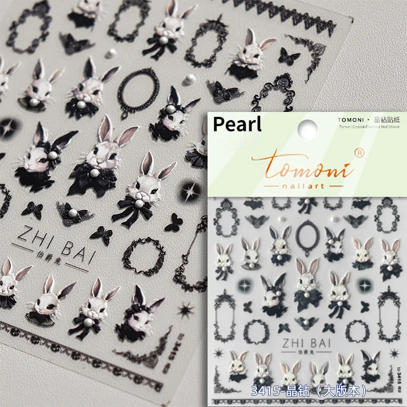 Lovely Cat Bunny Bowknot Poker Crown Lock Key Easter Eggs Love Cute Rabbit Mushroom Chick Flower Dog DIY Nail Art Stickers Decal