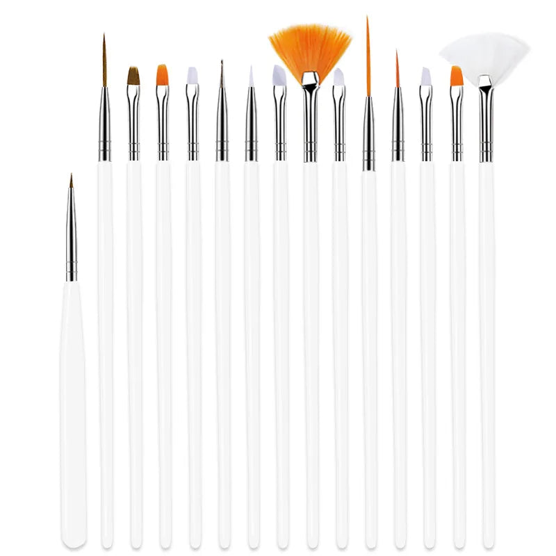 20/15pc Nails Art Brushes Set Manicure Liquid Powder Carving UV Nail Gel Polish Painting Pen Nail Acrylic Extension Builder Tool